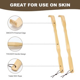 YIMICOO 2 Pack Wooden Bamboo Back Scratcher, 17 Inch Long Handle Back Scratchers for Adults Men Women, with Beautiful Gift Packaging