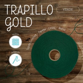 Trapillo Gold Pack x3 y x5 | Hilo para Bordar - Estambre para Crochet - Decoración Hogar para Cojines Bolsos Tapetes y Más | Completa tu Crochet Kit | Poliéster con Elastano 50 Metros y 3 cm Grosor.