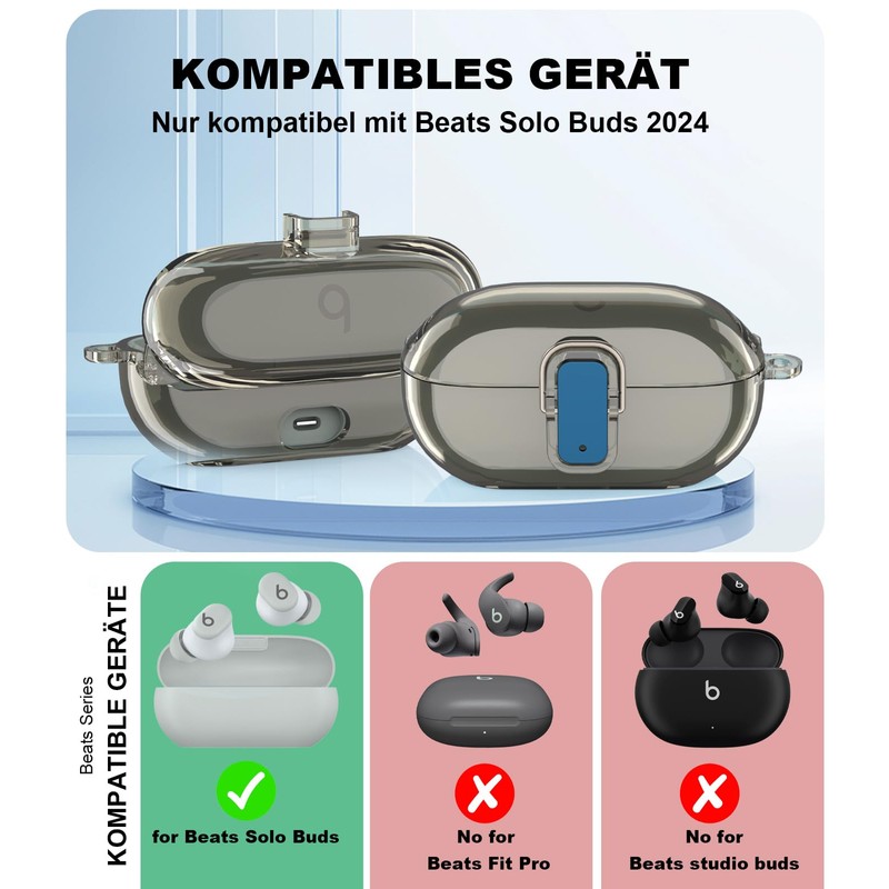 For Beats Solo Buds (2024) Case, TPU Thin Shockproof Lockable