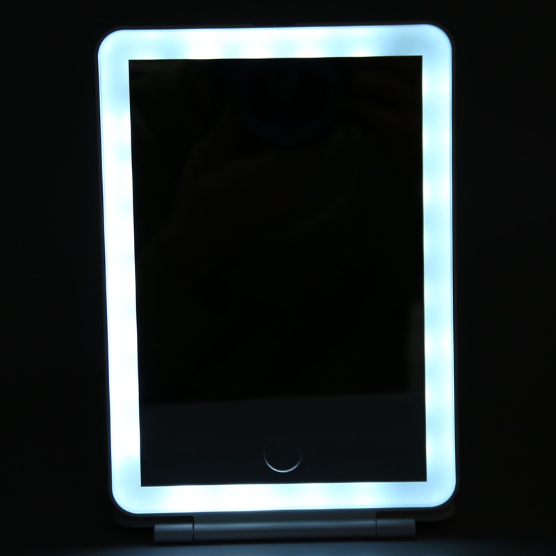 LED Rechargeable Travel Vanity Mirror Folding Portable Lighted Makeup Beauty