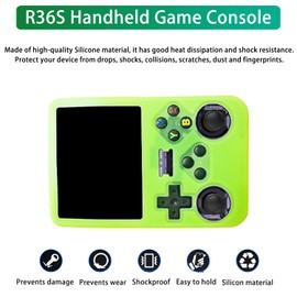 NOUKAJU Case for R36S Handheld Game Console, Retro Game Console Case with Lanyard,Anti-Drop, Anti-Scratch,Shockproof,Silicone Protective Cover for R36S Retro Handheld Game Console(Green)