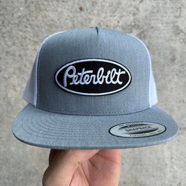 Peterbilt Vintage Snpaback Trucker Hat Mesh Back Yupoong 6006 trucker hat:_Gray/White