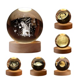 Cloeey Future Esferas Decorativas de Cristal, 3D Esfera Crystal Glass Ball, Adecuado como Luz de Noche y Lampara de Mesa de Noche, Decorar La Habitación, Regalos Navideños para Niños (Príncipe)