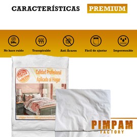 PIMPAM Factory Waterproof Cotton Mattress Protector, Breathable and Anti Dust Mite Mattress Cover, Mattress Cover, Mattress Cover, Made in Spain. 200x200 cm white