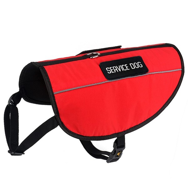 Plutus Pet Service Dog Vest, Bright Red Fabric & Reflective
