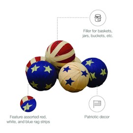 CWI Gifts Americana Rag Balls - 2.5" D - Decorative Balls - Centerpiece Table Decorations - Dining Table Decor and Accessories - Set of 6