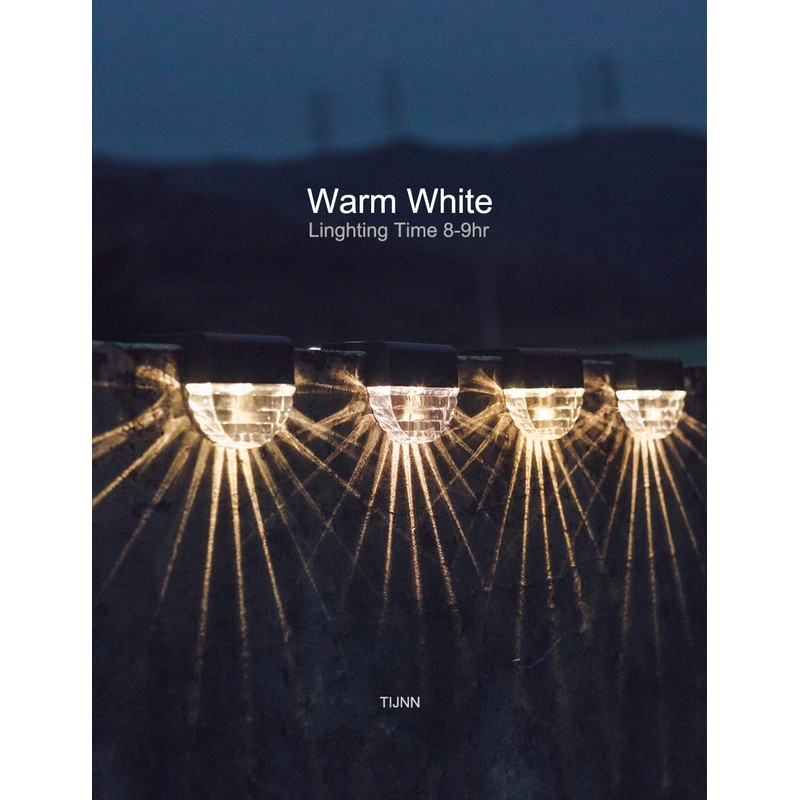 TIJNN Solar Deck Lights Outdoor, Fence Light Waterproof Led Lights