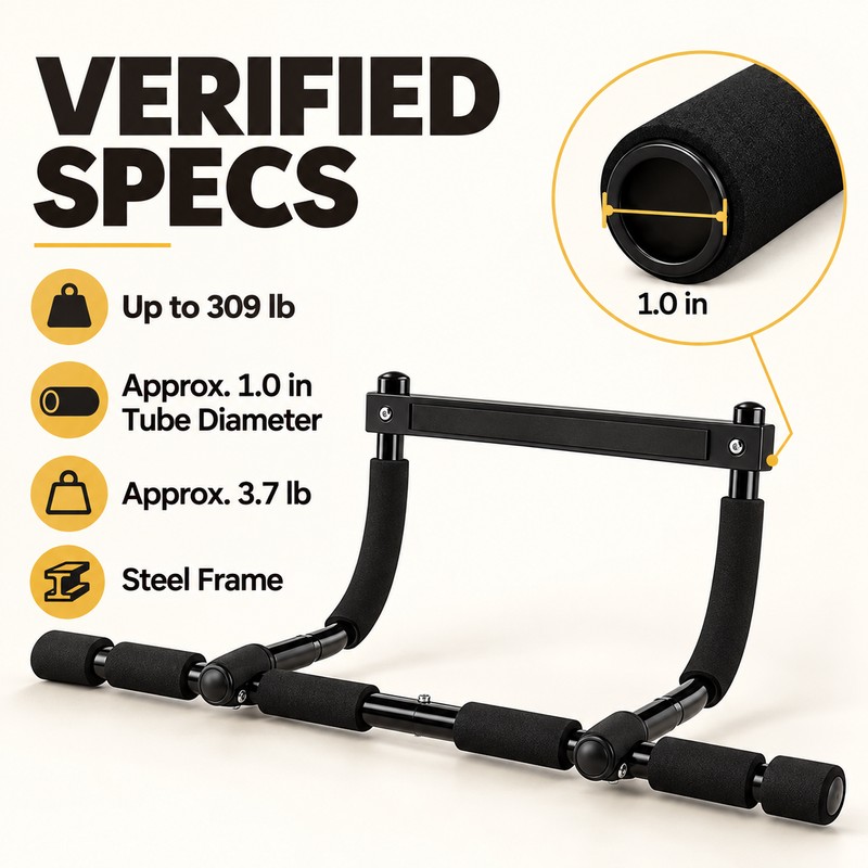 Heavy Duty Doorway Pull Up Bar with Multi-Position EVA Foam
