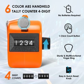 KTRIO Pack of 6 Colors Handheld Tally Counter 4-Digit Number Count Clicker Counter, Hand Mechanical Counters Clickers Pitch Counter for Coaching, Knitting, People, Lap, Fishing, Golf, Toddler & Fidget