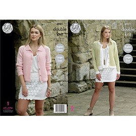 King Cole Ladies Double Knitting Pattern Womens Raglan Sleeve Round Neck or Collared Cardigan (4921),Multicolor,32" - 50" bust