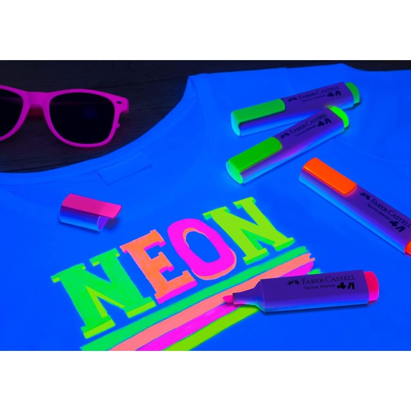 Faber-Castell Textile Marker, Neon Orange, 1mm, 2mm, and 5mm Tips,