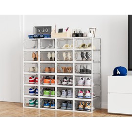 HOMIDEC HOMIDEC Shoe Storage Box,12 pcs Stackable Shoe Boxes Clear Plastic Shoe Organizer Shoe Containers with Lids for Women/Men,Fit UK 9.5