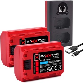Baxxtar Caricabatterie LCD Dual USB + 2x NP-FZ100 Batteria Protect V1 2600mAh – per Sony Alpha A1 A7 III/IV A7R III–V A7S III A7C/A7C II A9/A9 II A6600 A6700 ZV-E1 FX3 FX30 – kit per set e matrimoni