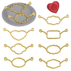 cnomg 7pcs Metal Wax Seal Molds Gold Wax Seal Mat Wax Seal Molds kit for Invitations Envelopes Gifts Wine Packaging