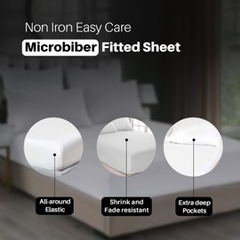 Fitted Bed Sheets 40cm 16 inch Deep Soft Comfy Microfiber Fabric with Easy care Non Iron and Discolour Resistant Navy - Superking