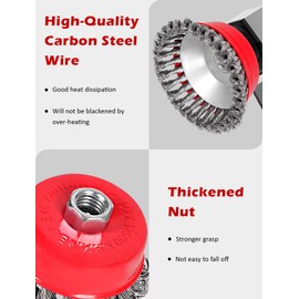 Wire Brushes for Angle Grinders M14 Flex Steel Disc Brush for Cleaning and Sanding Work (Cup Brush 75mm, Round Brush 100mm)