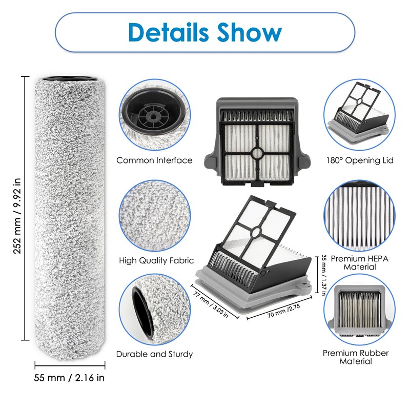 【Version 2, Detachable Roller】(6 Pack) S7 Pro Brush Rollers and
