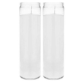 Brilux 2 Classic White Candles in Glass, 8-INCHES Tall