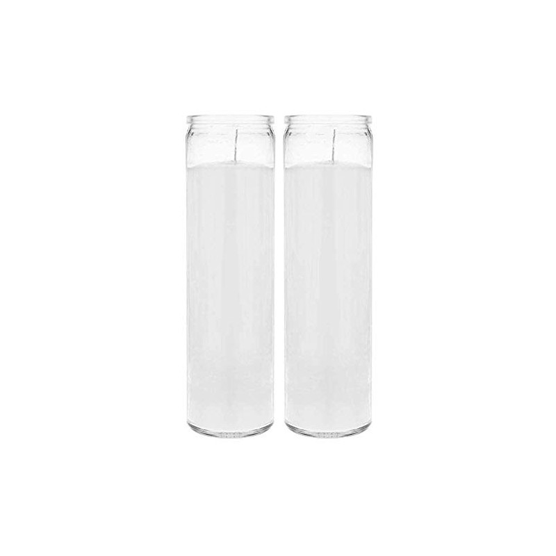 Brilux 2 Classic White Candles in Glass, 8-INCHES Tall