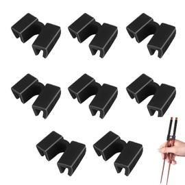 Pack of 8 Chopsticks Aid Adults, Chopsticks Helper, Chopsticks for Beginners, Chopsticks Eating Aid for Adults and Children for Learning and Training (Black)
