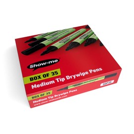 Show-me Black Drywipe Pens, Medium Tip, 35