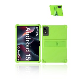 for ApoloMedia EP1095T 11" Tablet 2025 Android 15 Tablet Model Case,Soft Silicone Adjustable Stand Cover Lightweight Kids Friendly,Green.