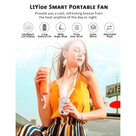 LtYioe Mini Fan Mini Handheld Fan Portable Fans USB Rechargeable, Personal Desk Fan Multifunctional with Strong Airflow, LED Smart Display and 3 Speed Adjustable for Outdoor Beach Home(White)