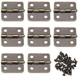 OZXNO Mini Retro Metal Hinges 30 Pcs Antique Jewelry Box Hinges with Screws for Gift Case Dollhouse Cabinet DIY Model(13 x 12 mm, Bronze)