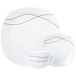 Lorren Home Trends 20 Piece Square Dinnerware Set Service for 4, Confetti