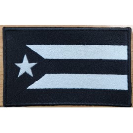 Puerto RICO Flag Embroidered Patch Iron-On or Sew-On MC Biker Morale Tactical Shoulder Black & White Boricua 5 x 3 Puerto Rican Emblem Black Border