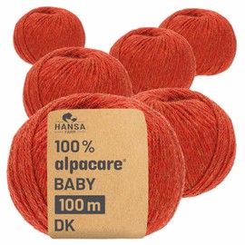 Hansa-Farm 100% Baby Alpaca Wool in 25 Colours - 300 Gram Set DK (double knit) (6 x 50 g) - The 1st Machine-washable 100% Alpaca wool – even softer, scratch-free and durable – Alpaca wool for knitting and crocheting