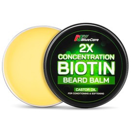 Bálsamo para Barba 2X Engrosamiento Biotina - Estilos, Crecimiento, Fortalece y Suaviza Barbas y Bigotes - Cera Acondicionador Natural para Barba Con Manteca de Karité Orgánica, Aceites de