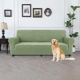 Taque Waterproof Couch Cover for Pets, Dual Layer TPU Sofa Protector 100% Leakproof Dog Proof Stretch Non-Slip Washable Furniture Covers for Pets, Dogs, Cats and Kids (Oversized Sofa,Grass Green)