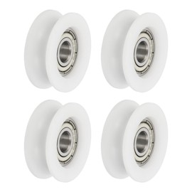 sourcing map U Groove Ball Bearing Roller, 6 x 24 x 9mm Nylon Pulley Guide Wheel Stainless Steel Track Wheel Heavy Duty Replacement for Slide Door Window Mechanical Equipment, White Pack of 4