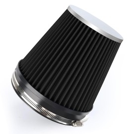 TIEVISHO 6" 152mm Cold Air Intake Filter Clamp-On Replacement High Flow Inlet Air Filter High Performance Washable Cone Filter 7" Tall Black
