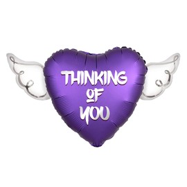 Thinking of You Heavenly Balloons - Heart Shaped Angel Wing Memorial Gift | Sympathy & Remembrance | Condolence & Loss Keepsake (Purple)