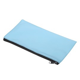 PATIKIL Waterproof Zipper Bag, Leatherette Small Compact Bills Bank Deposit Cash Storage Pouch for Office, Sky Blue
