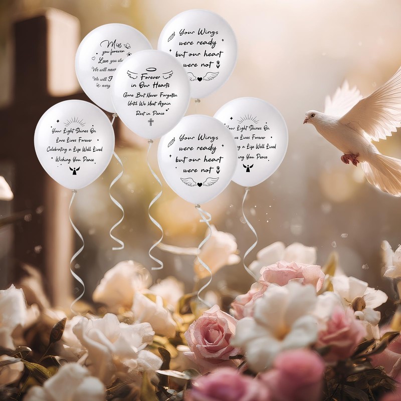 XLSXEXCL 60 Pcs Memorial Balloons 12 Inch Latex Balloons with