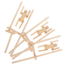 Kisangel 3pcs DIY Wooden Action Figures Unfinished Craft Dolls for Boys and Girls Portable Travel Toys