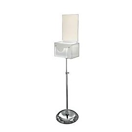Azar Displays 206320-WHT 9" W x 6.25" D x 6.25" H Large White Suggestion Box with Pocket, Lock & Keys on Pedestal