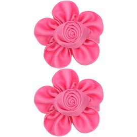 ZOLYCO Tiny 2 Inch Flower Hair Bows Clips - Lined Boutique Alligator Hat Hairpin for Baby Girls, Toddlers, and Little Teens - Kids Barrettes Set of 2 Small Stylish