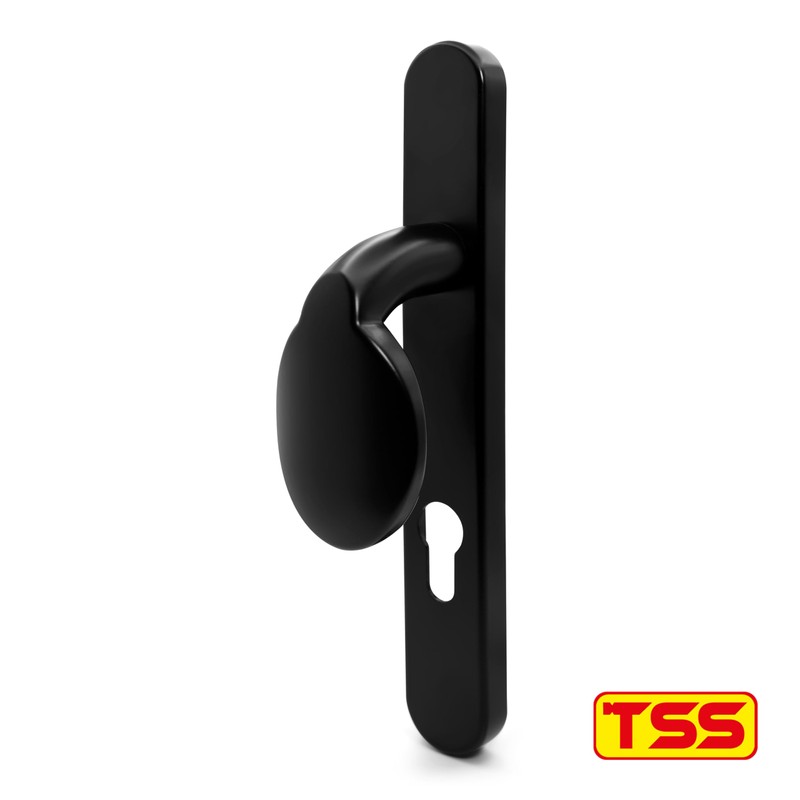 TSS Black UPVC Door Handle Pair Set, Sprung, 92mm PZ
