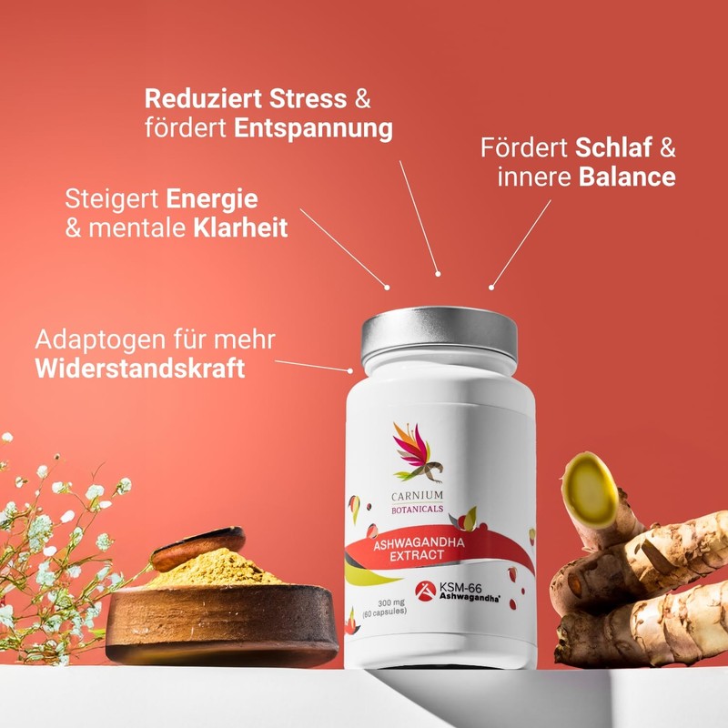 Carnium Botanicals Ashwagandha Extract KSM-66, 60 Capsules
