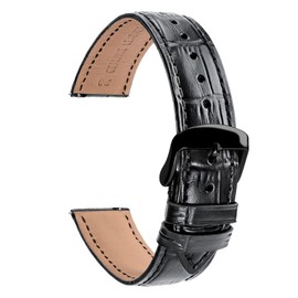 TStrap Extra Long Watch Band - XL XXL Leather Watch Straps for Men - Black Soft Quick Release Watchband for Large Wrist Replacement - 12mm 16mm ... 20mm 22mm 24mm