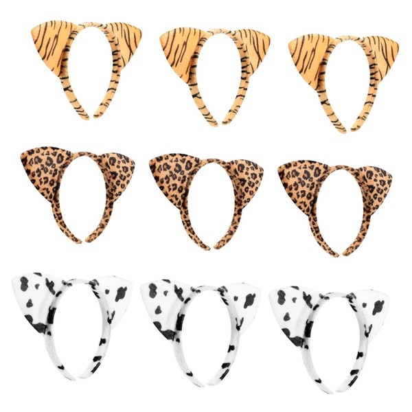 Vaguelly 9pcs Leopard Print Cat Ear Headbands Fuzzy Animal Ears