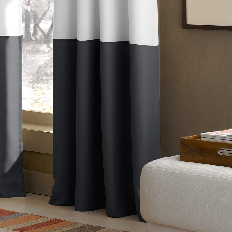 Curtainworks Kendall Color Block Grommet Curtain Panel, 108 inch, White