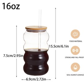 Alohastarttg 6 Pack 16oz Plastic Tumblers with Lids and Straws, Perfect for Iced Coffee, Mason Jar Style Reusable Cups, for Beach and Everyday Use(6, Clear)