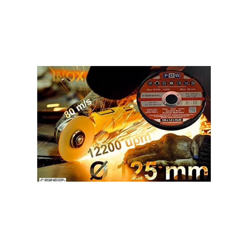 Pack of 20 Cutting Discs Diameter 125 x 1.0 mm