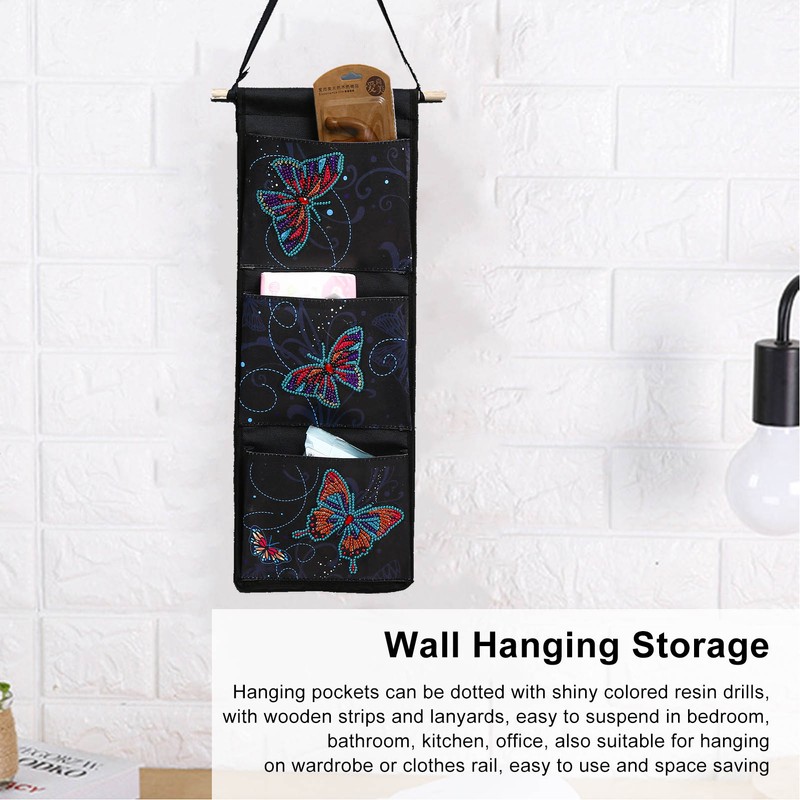 Wall Hanging Storage Bag DIY Diamond Printed Butterflies Storage Bag