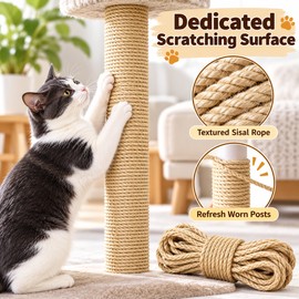 Natural Sisal Rope for Cat Scratching Posts – 4mm DIY Replacement Wrap for Cat Trees and Furniture Protection
